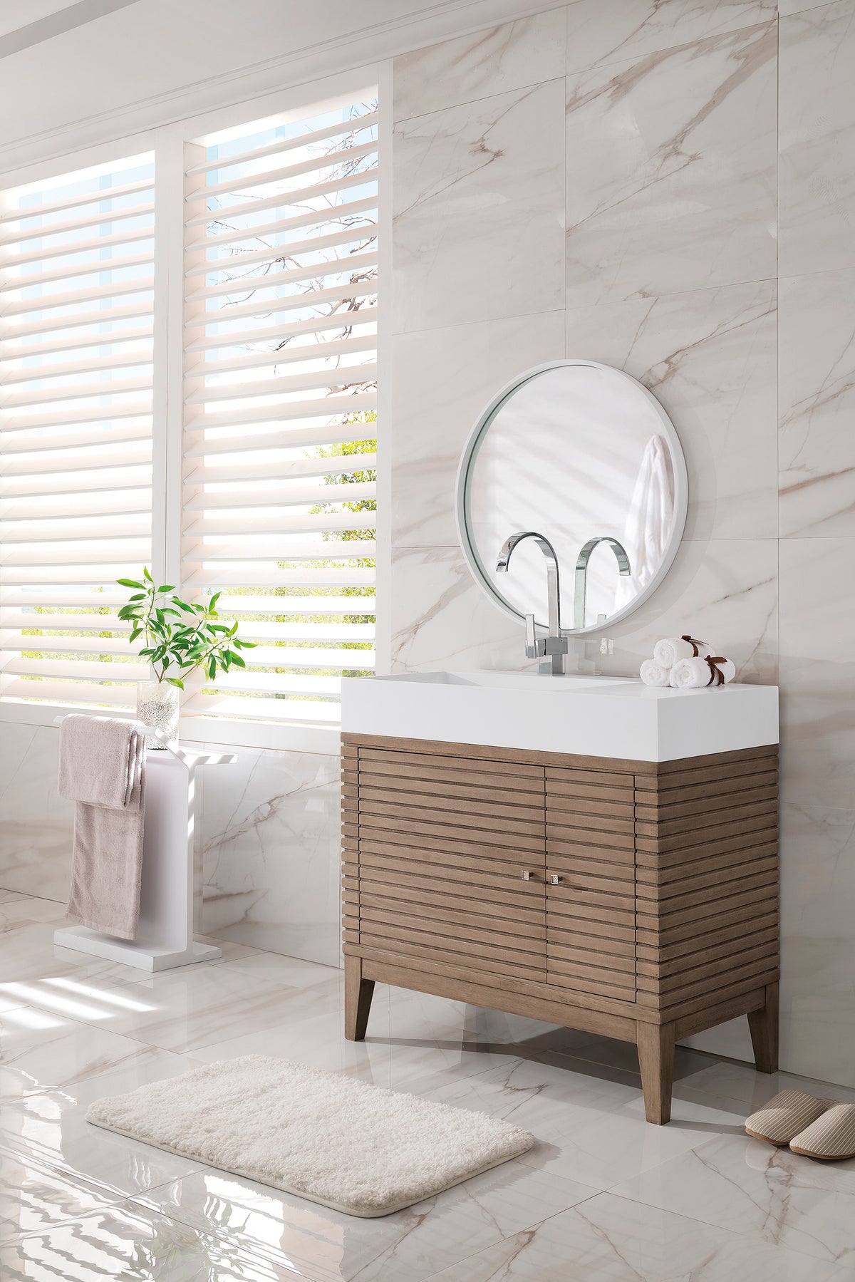 James Martin Linear 36" Single Bathroom Vanity, Whitewashed Walnut, view 3