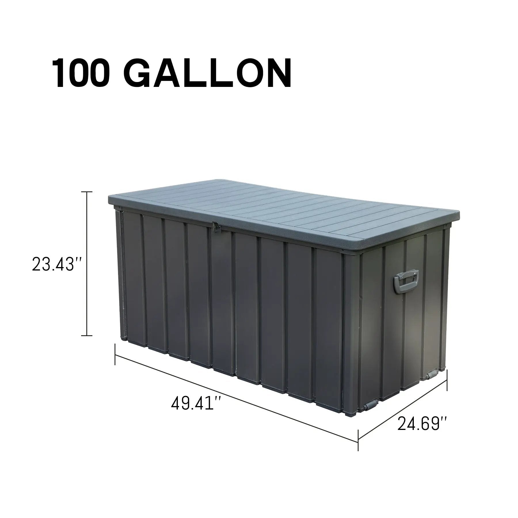 100 Gallon Outdoor Storage Deck Box - Waterproof, Dark Gray by HouseOfZazla