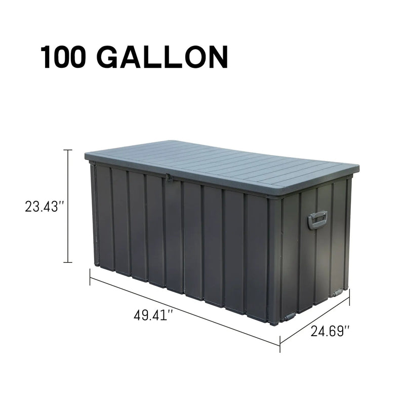 100 Gallon Outdoor Storage Deck Box - Waterproof, Dark Gray by HouseOfZazla