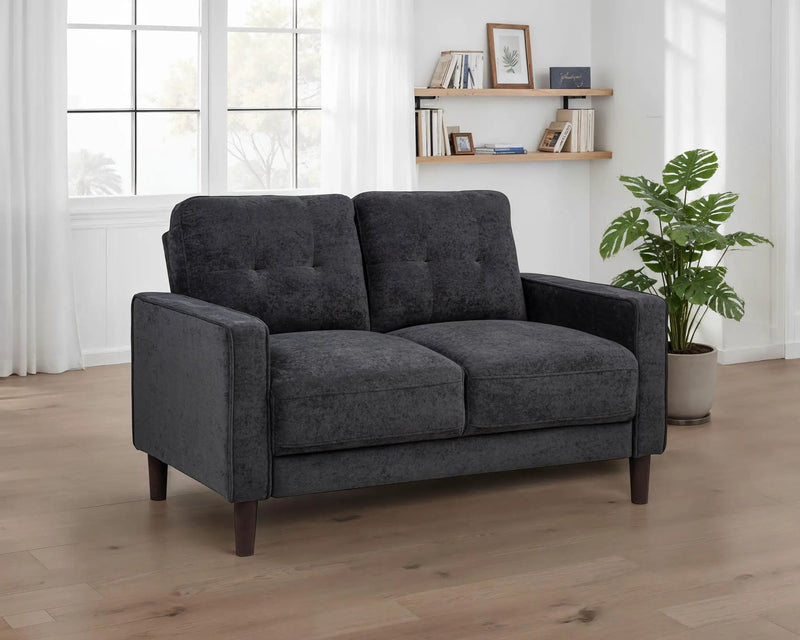 Bowen II Fabric Upholstered Track Arm Loveseat Steel Grey by Unique Piece Furniture