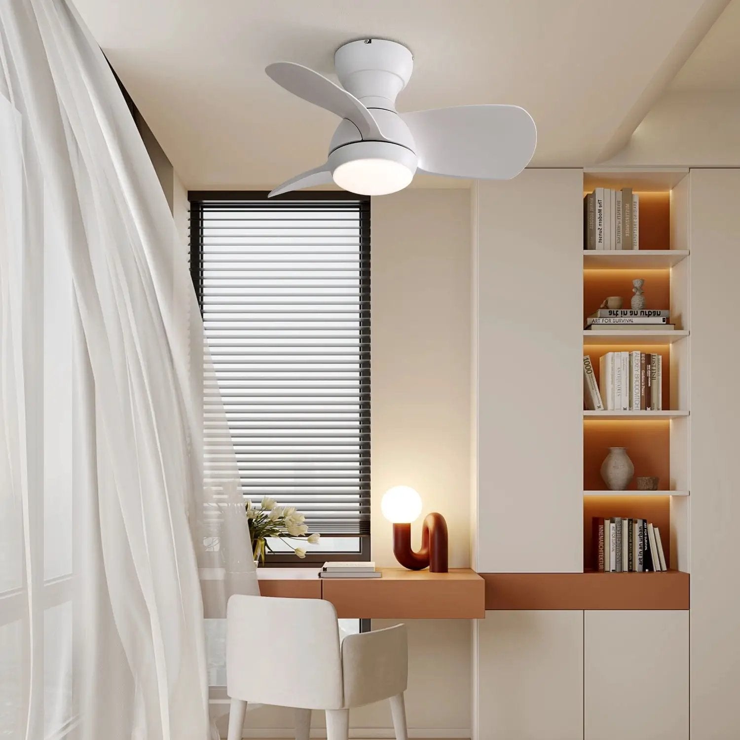 23" Bedroom Ceiling Fan With 3 Color Dimmable 3 ABS Blades Remote Control Dc Motor With 18W Led Light by HouseOfZazla