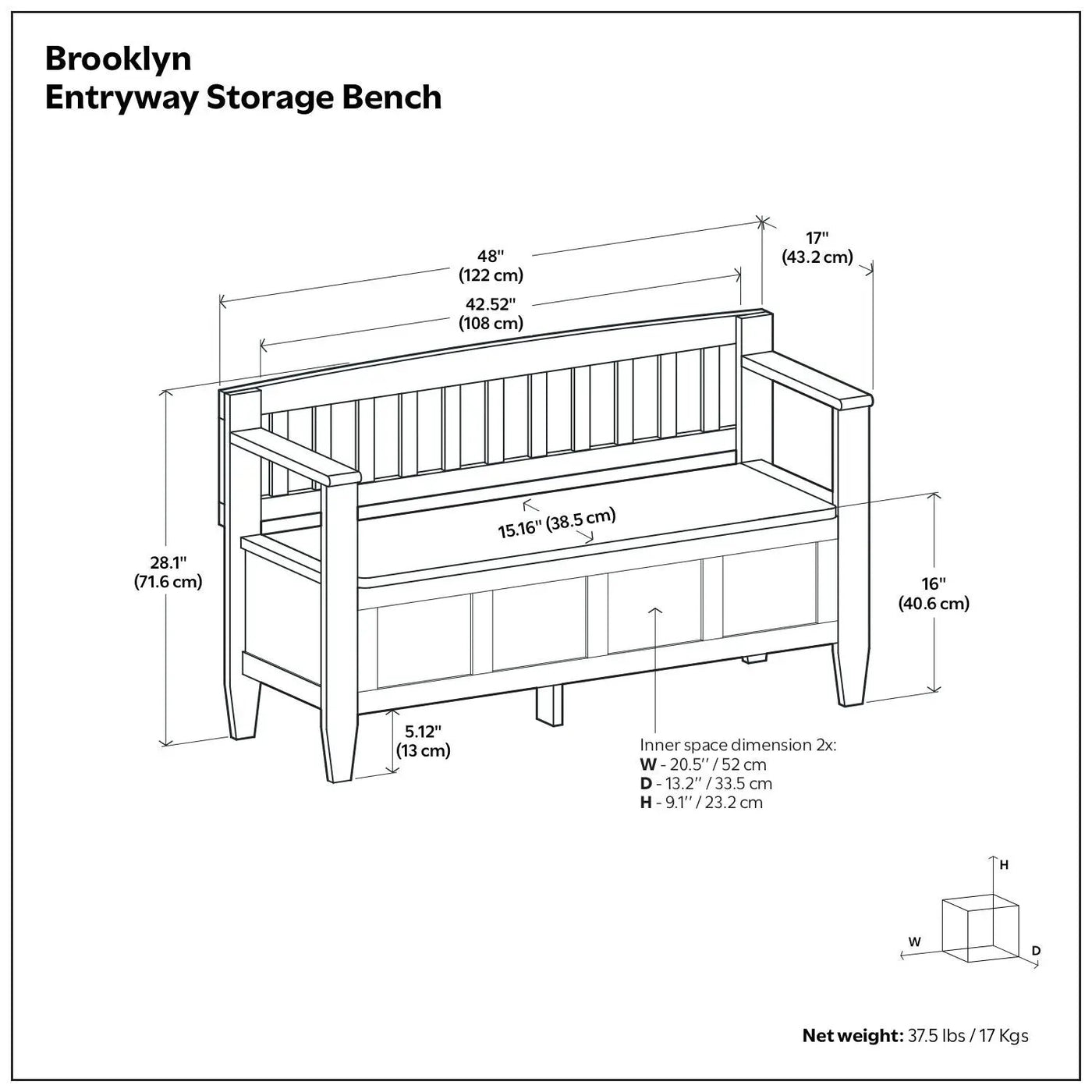 Brooklyn - Handcrafted Entryway Storage Bench by HouseOfZazla