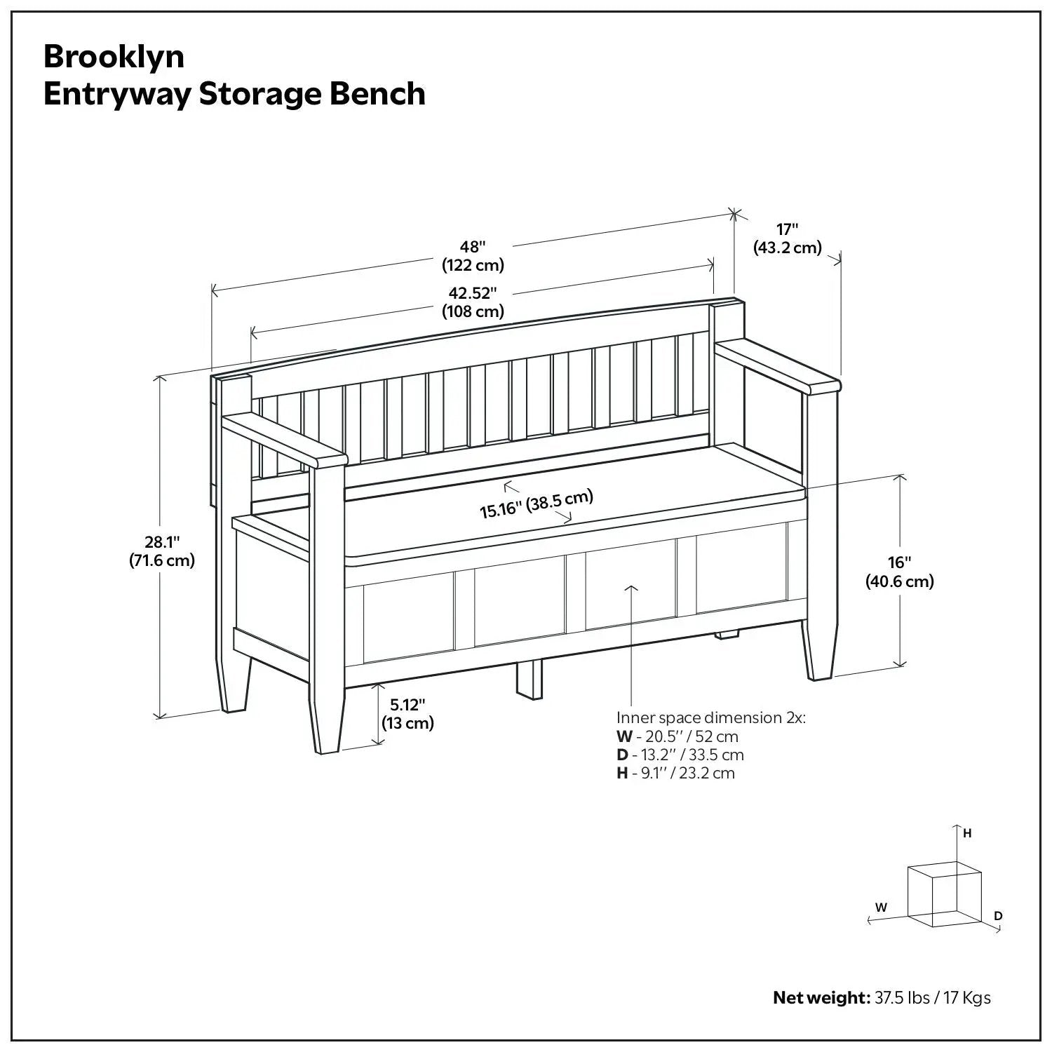 Brooklyn - Handcrafted Entryway Storage Bench by HouseOfZazla