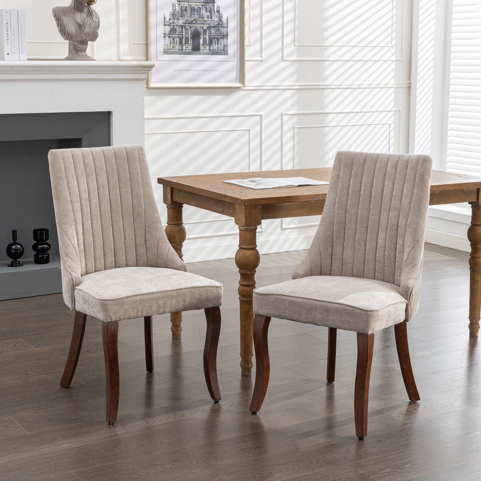 Set of 2 Rayon Cloth Flocking Linen Dining Chairs by BLAKHOM
