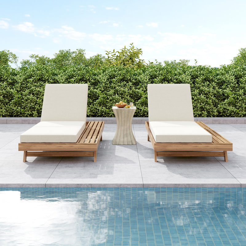 Lounge Chaise Set, Space Available On One Side, Acacia Solid Wood In by HouseOfZazla