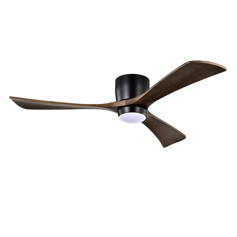 52" Flush Mount Solid Wood Blades Ceiling Fan with Lights Remote Control by HouseOfZazla