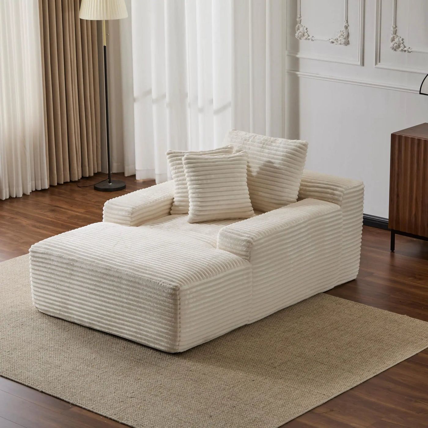 Oversized Chaise Lounge Chair Cozy Cloud Couch With 3 Throw Pillows And Wide Armrest by HouseOfZazla