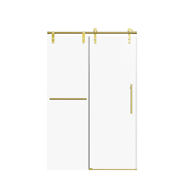 Frameless Single Sliding Shower Doors With Towel Rail & Handle by HouseOfZazla