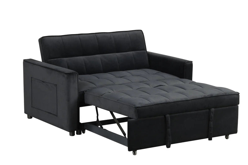 Maeve - Convertible Sleeper Loveseat With Tufting and Side Pocket - Black by Unique Piece Furniture