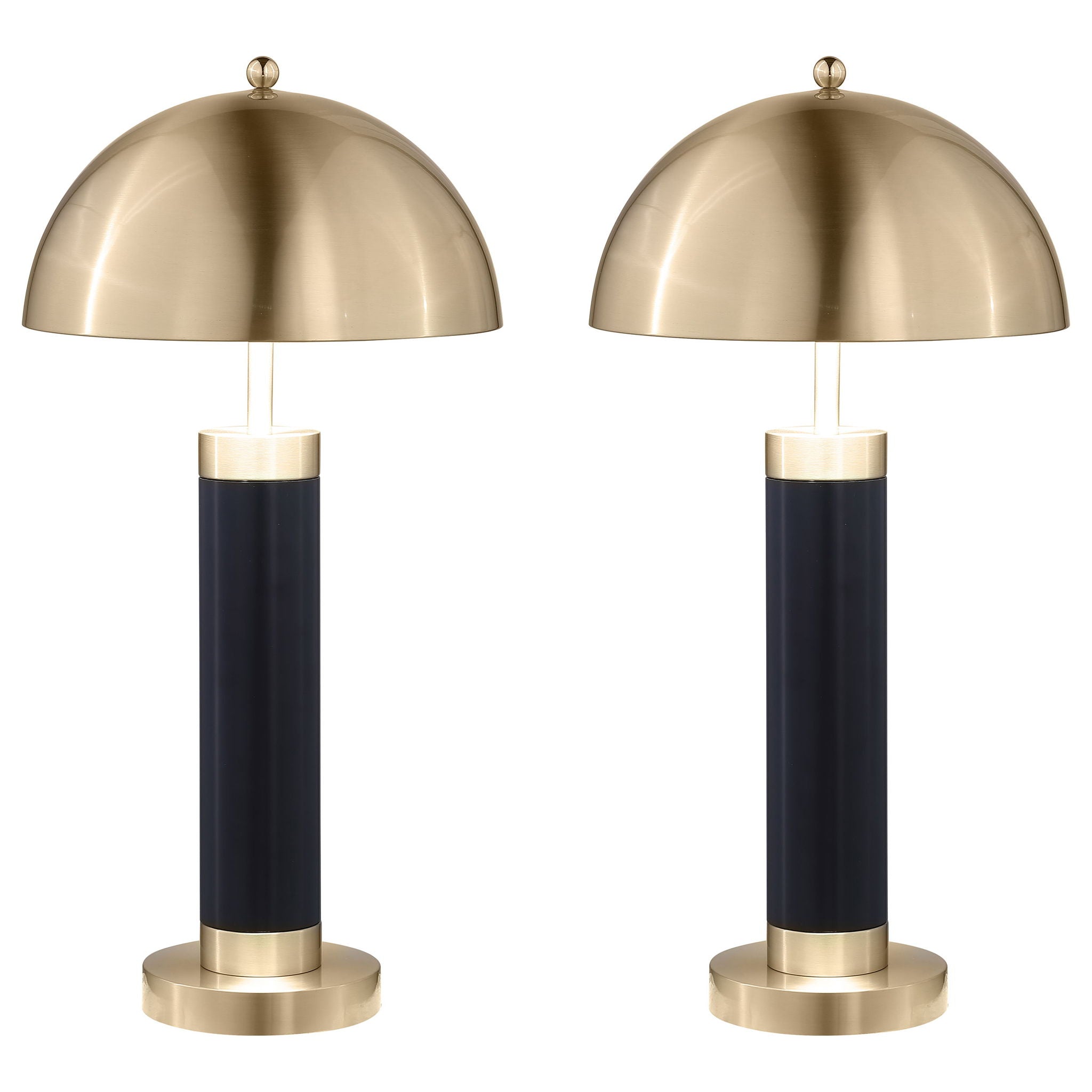 Leoch - Dome Shade Pillar Table Lamp Set With Dome - Black by HouseOfZazla