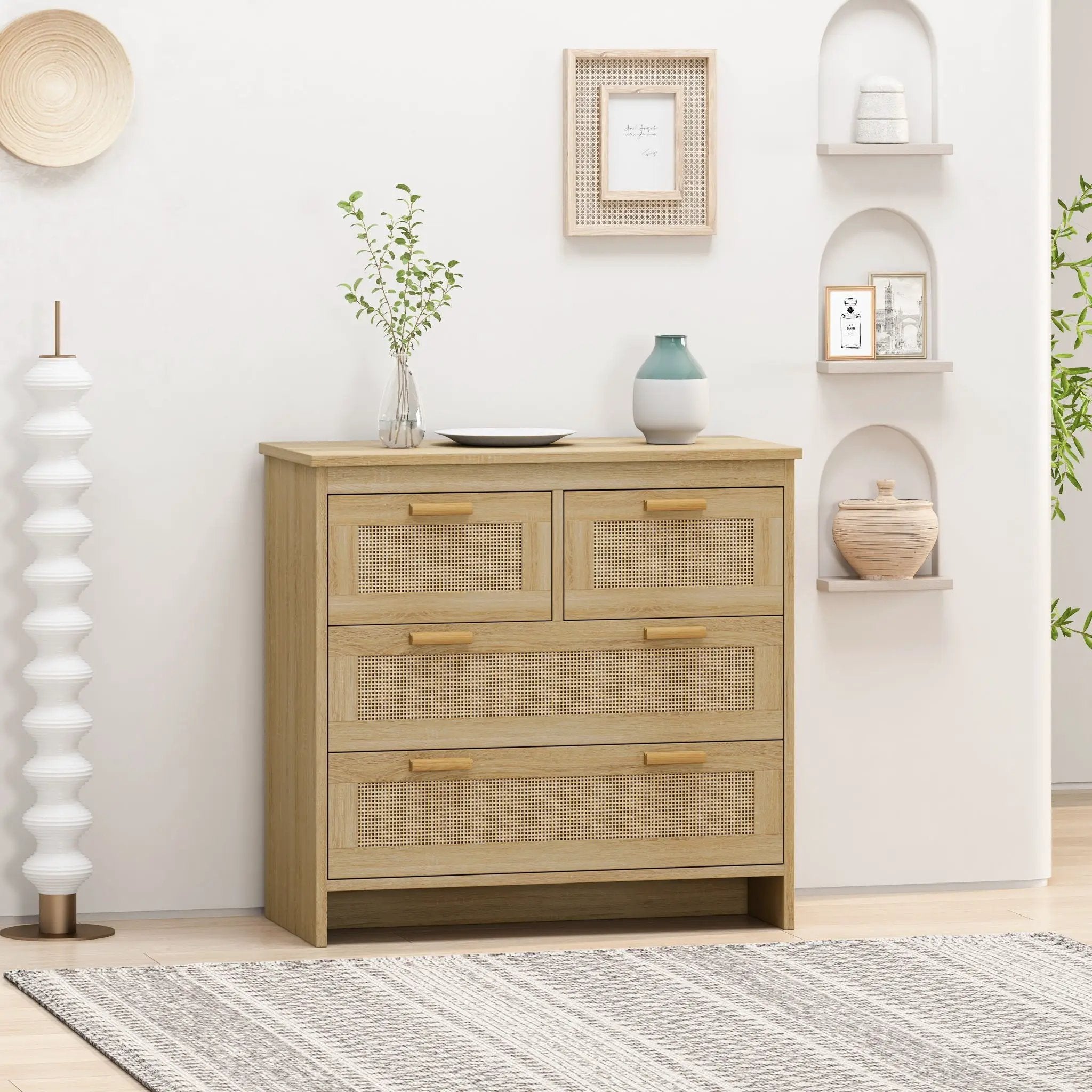 Cabinet With 4 Drawers For Bedroom - Natural by HouseOfZazla