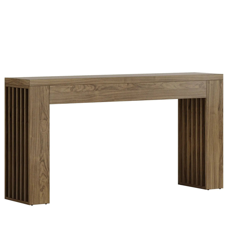 Console Table With Vertical Slat Legs For Entryway - Rustic Brown by HouseOfZazla