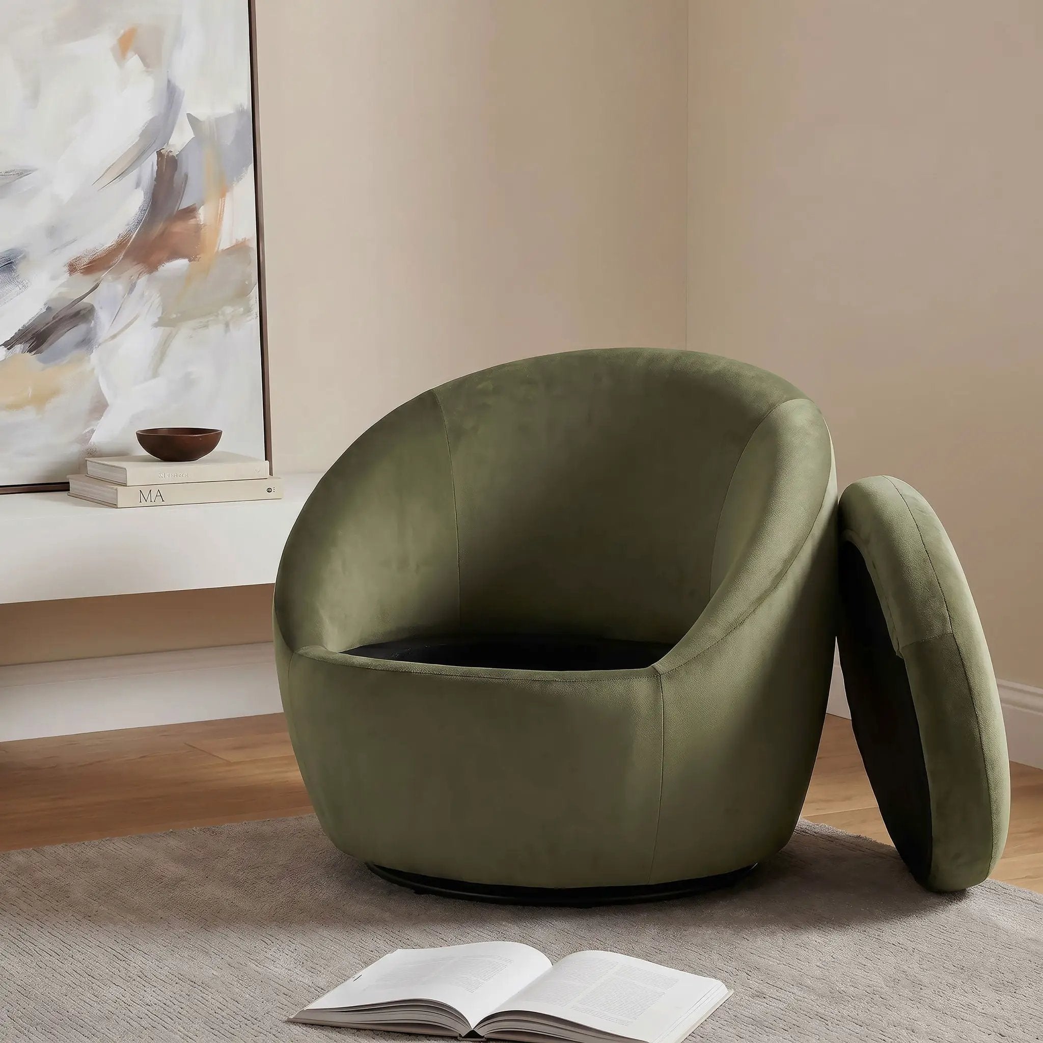 Myernick Velvet Upholstered Swivel Accent Chair Olive by Unique Piece Furniture