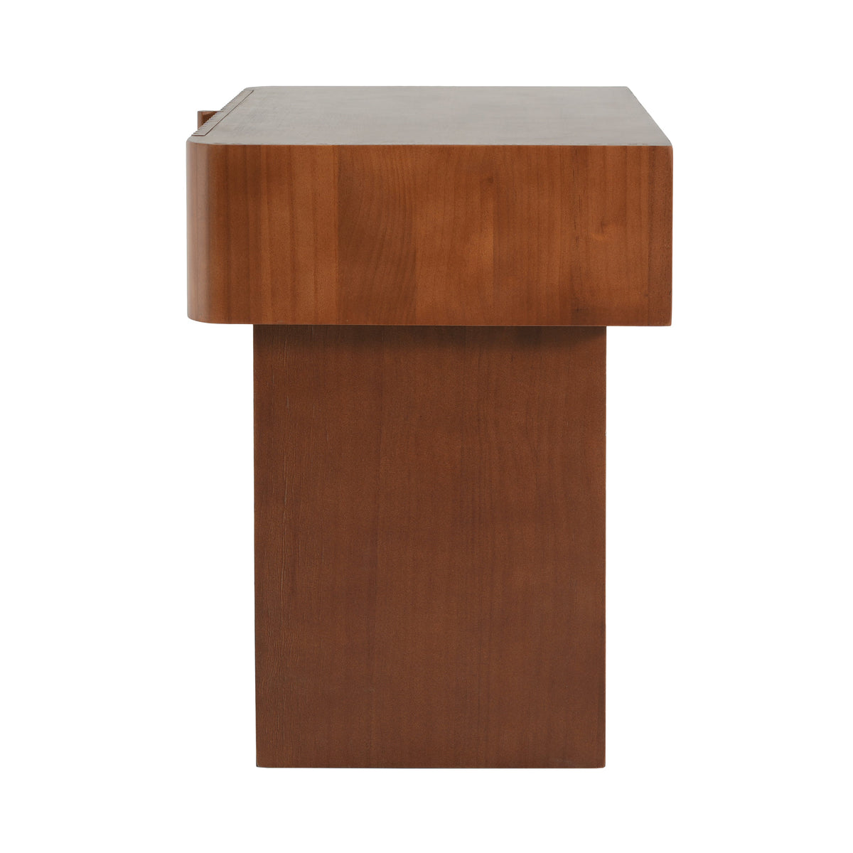Wood End Table with Drawer with Fluted Front - Walnut, photo 5 of 10
