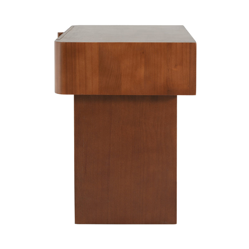 Wood End Table with Drawer with Fluted Front - Walnut, photo 5 of 10
