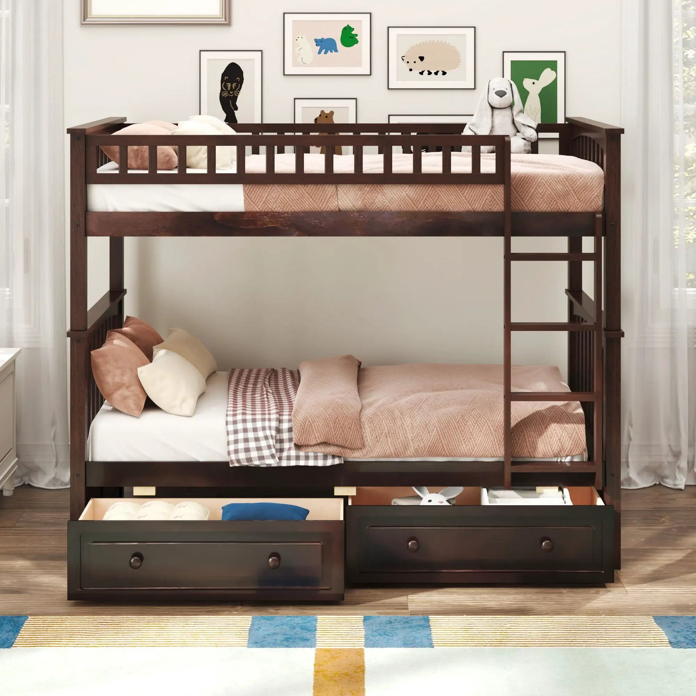 Bunk Bed With Drawers, Convertible Design by HouseOfZazla