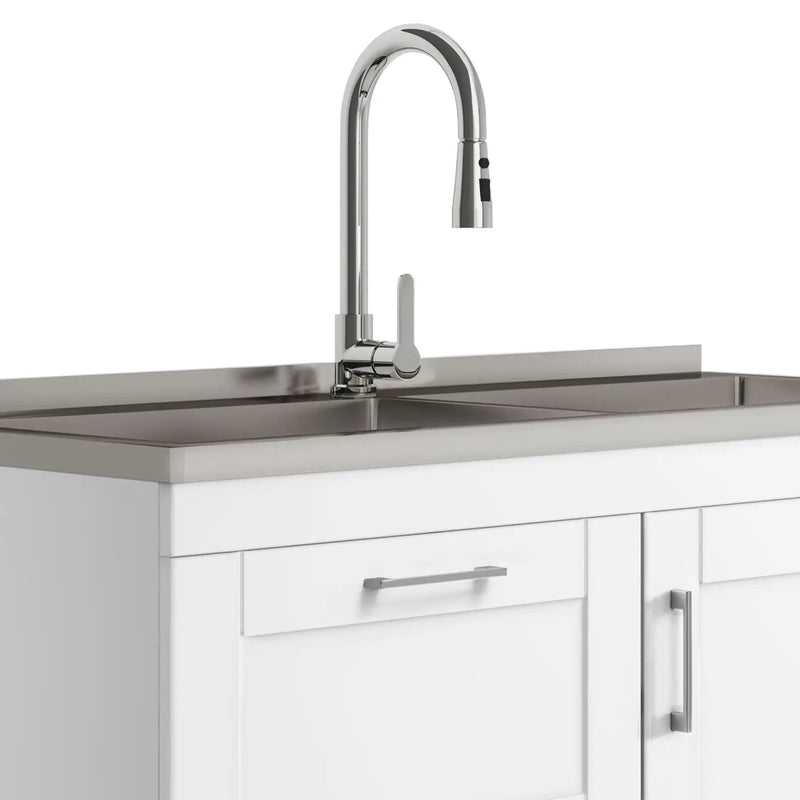 Shaker - Modern Wide Laundry Cabinet With Faucet And Sink - White by Unique Piece Furniture
