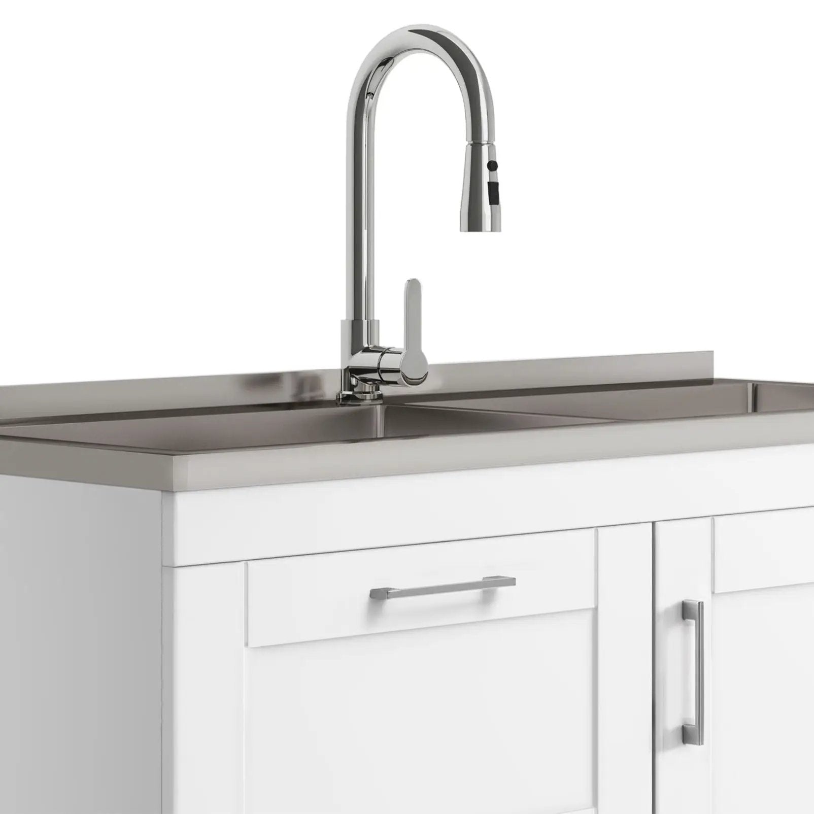 Shaker - Modern Wide Laundry Cabinet With Faucet And Sink - White by HouseOfZazla