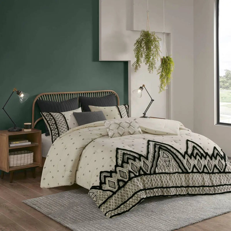 3 Piece Cotton and Flax Linen Blend Comforter Set Natural King/Cal King by HouseOfZazla