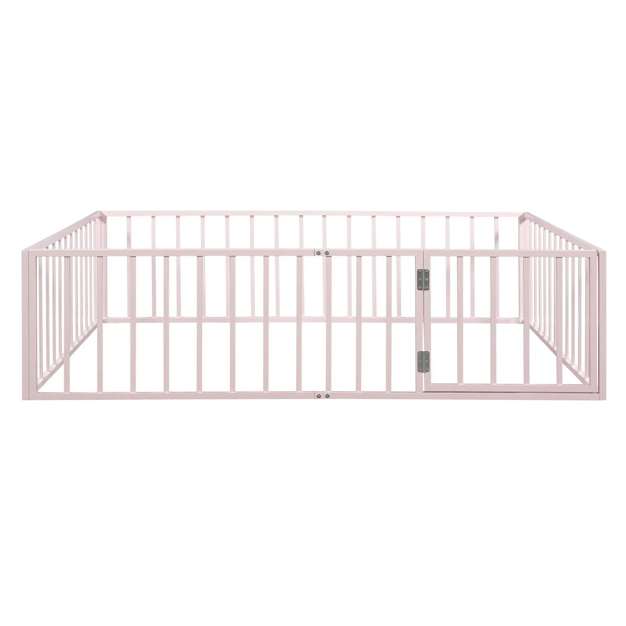 Metal Floor Bed Frame With Fence And Door by HouseOfZazla