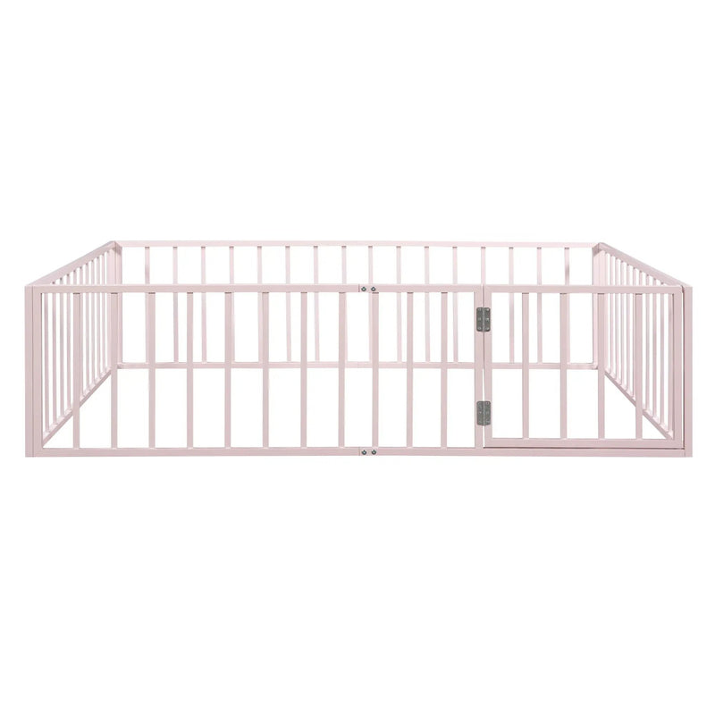 Metal Floor Bed Frame With Fence And Door by HouseOfZazla
