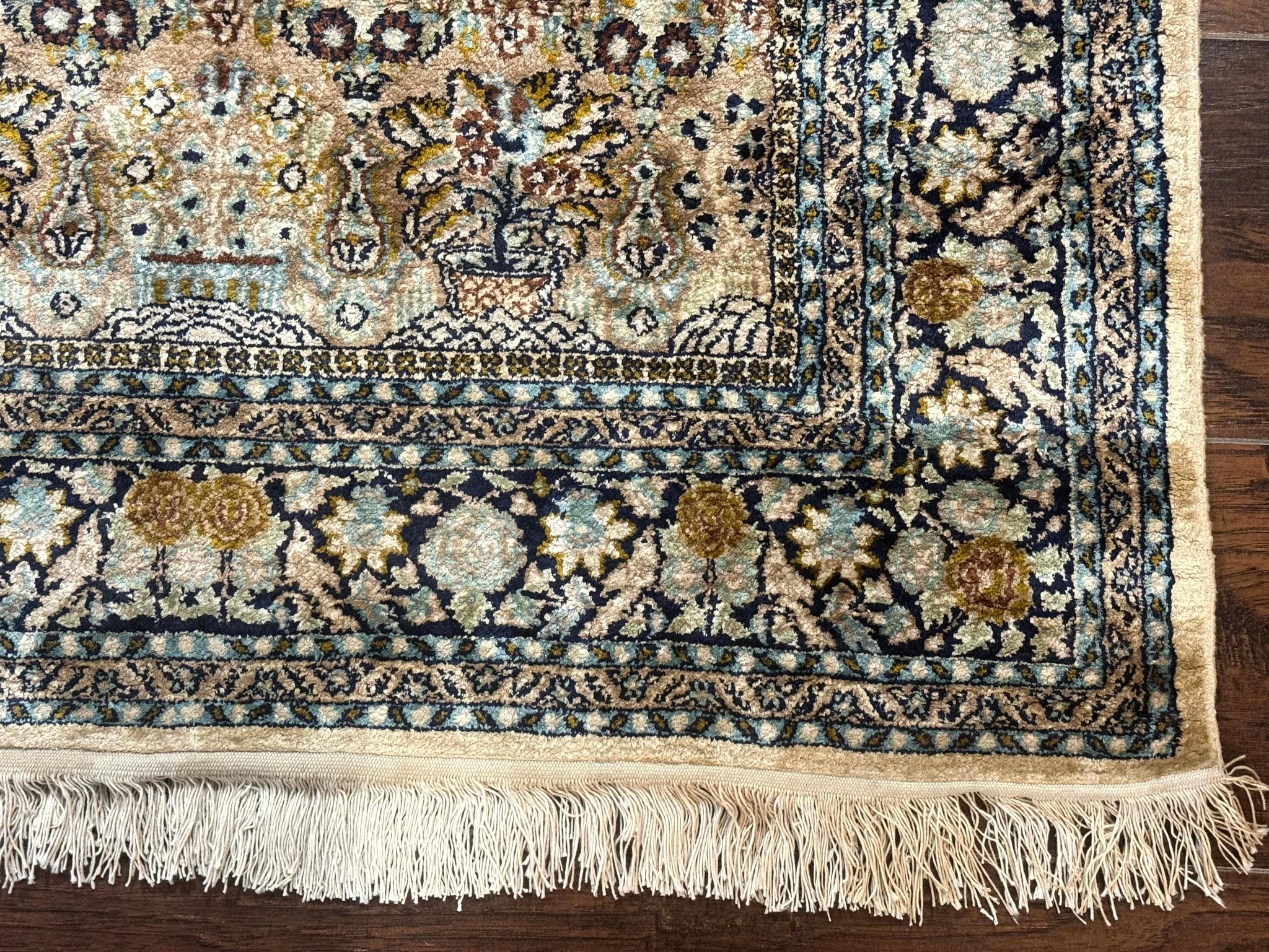Silk Indian Kashmiri Rug 3x4, Very Fine 400 KPSI, Silk Prayer Rug, Handmade by Jewel Rugs