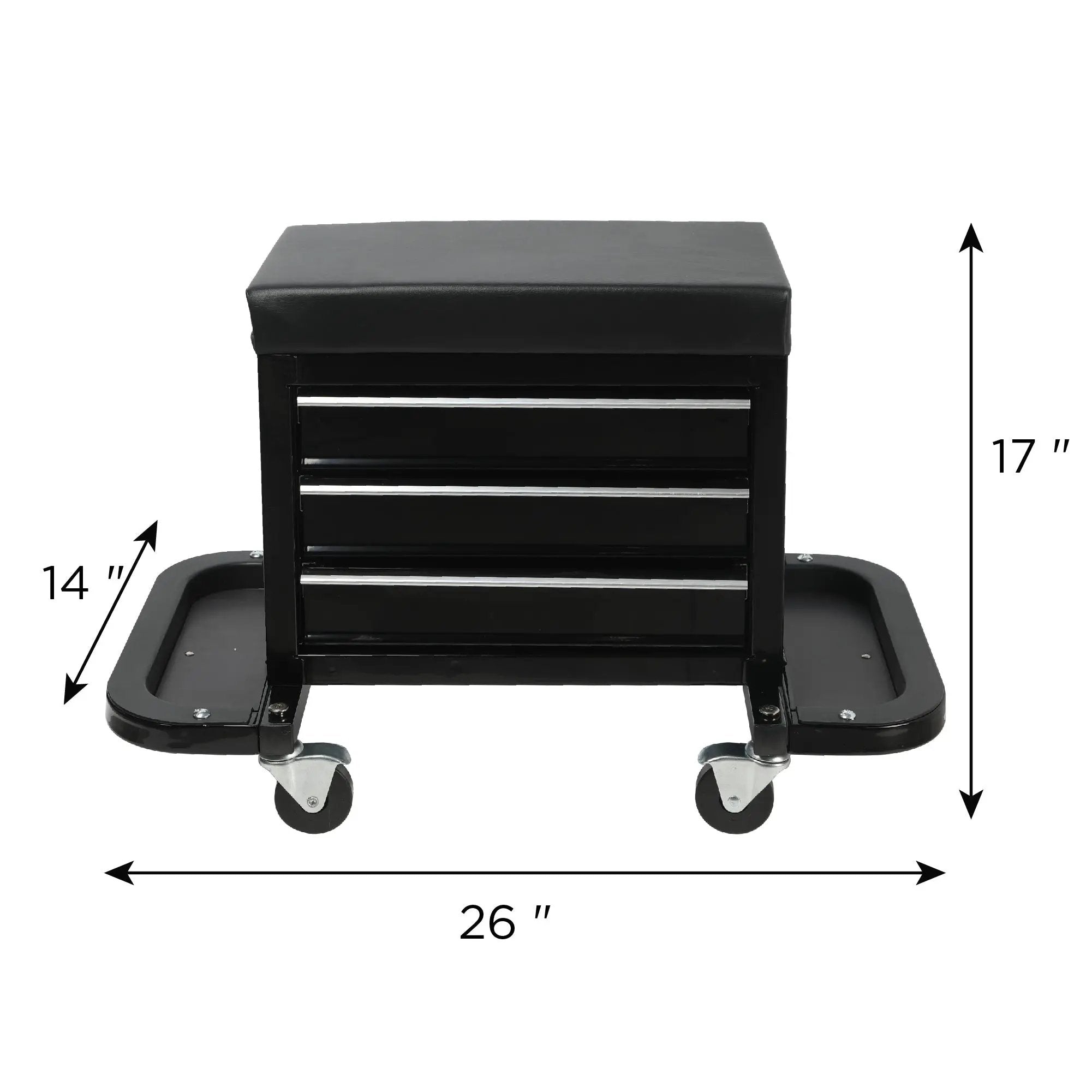 3-Drawer Tool Chest Rolling Mechanic Seat with Tool Trays by HouseOfZazla