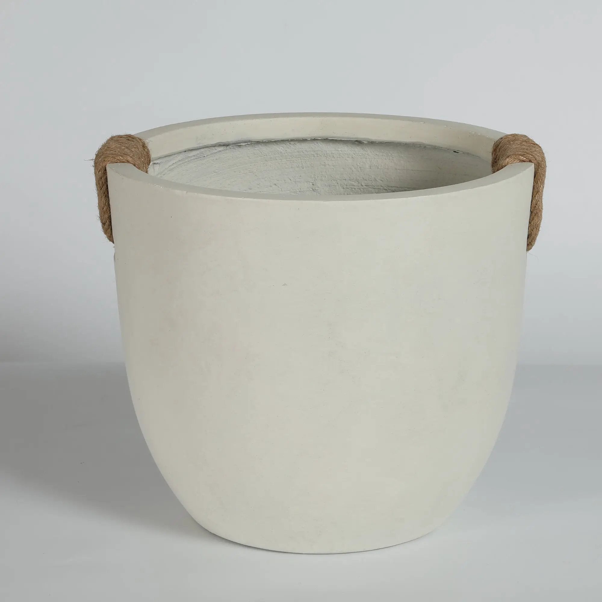 Round Concrete Planter Set of 2, Large Handmade Off White Pots by HouseOfZazla
