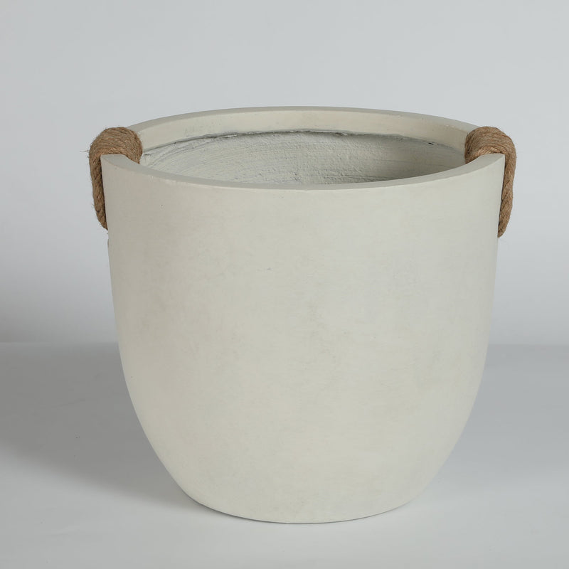 Round Concrete Planter Set of 2, Large Handmade Off White Pots by HouseOfZazla