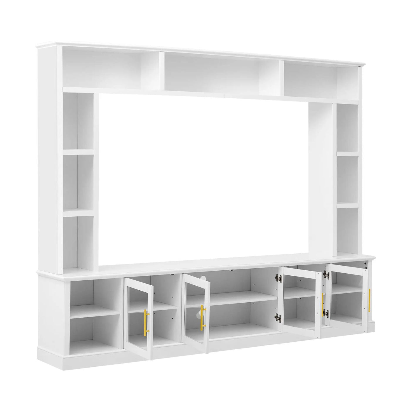 All-In-One Entertainment Center with Bookshelves & Tempered Glass Doors by HouseOfZazla