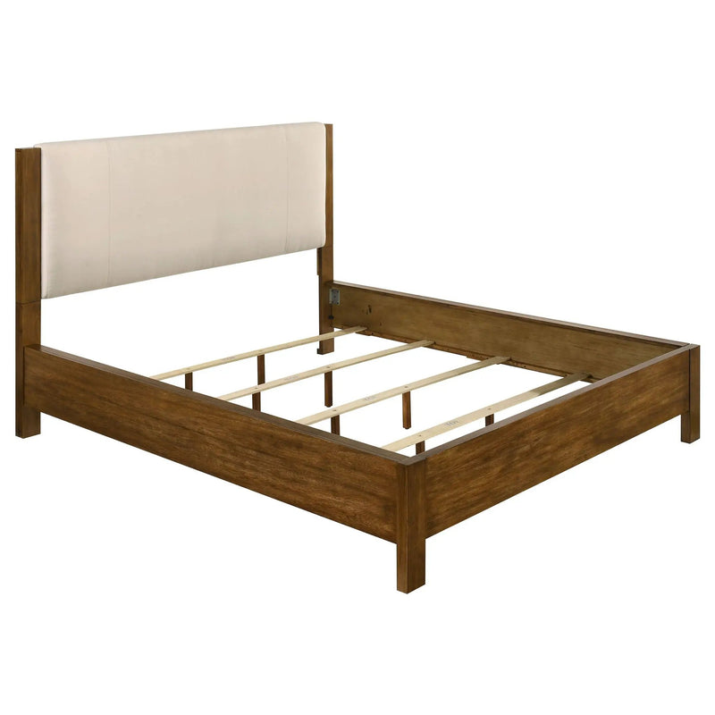 Adderley California King Wood Panel Bed Cream and Warm Brown by Unique Piece Furniture