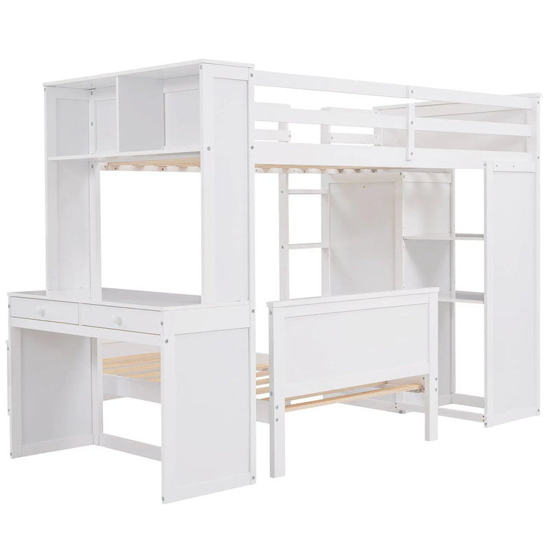 Loft Bed With A Stand Alone Bed, Shelves, Desk, And Wardrobe by Unique Piece Furniture