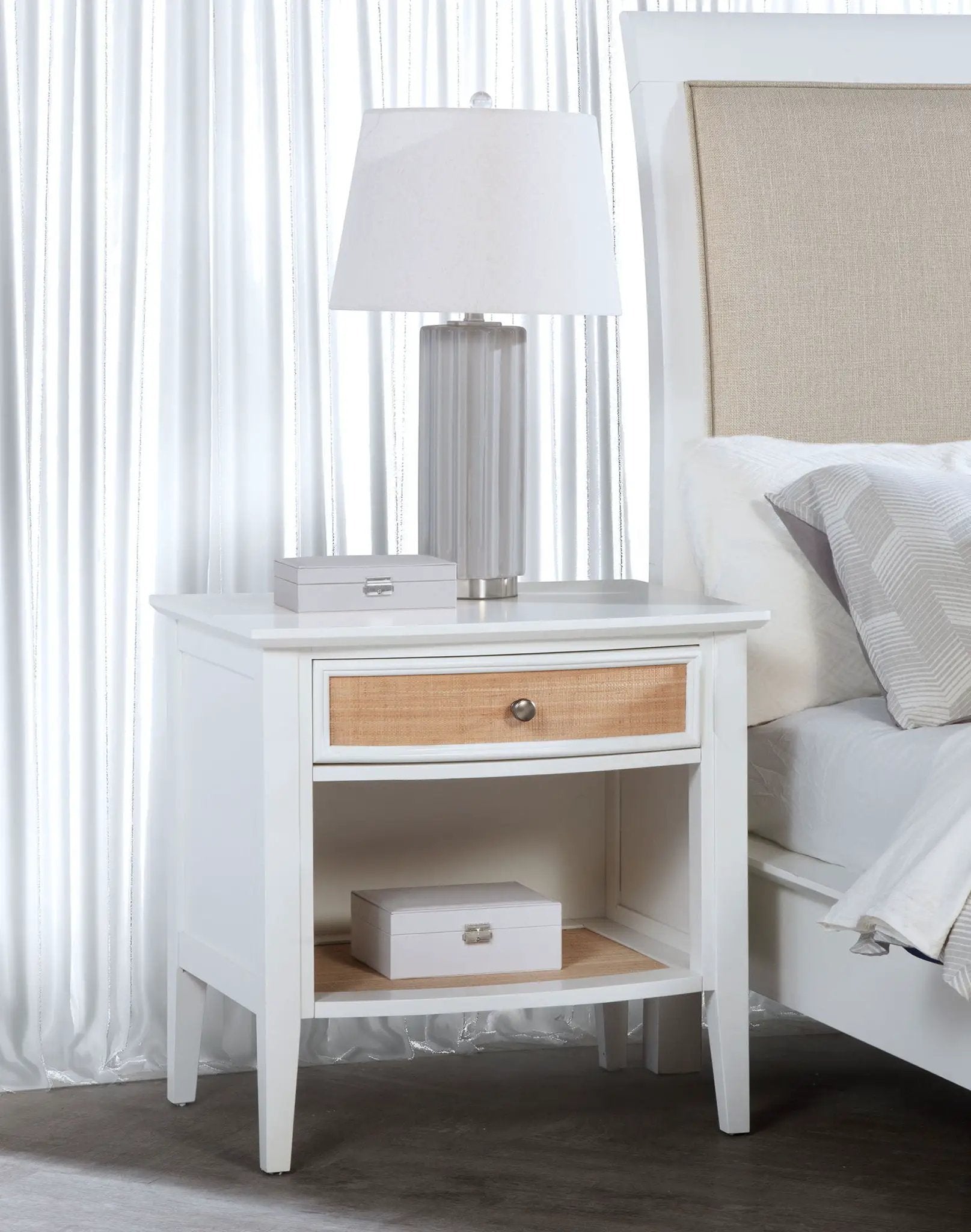 Bexhill 1-drawer Nightstand Bedside Table White by Unique Piece Furniture