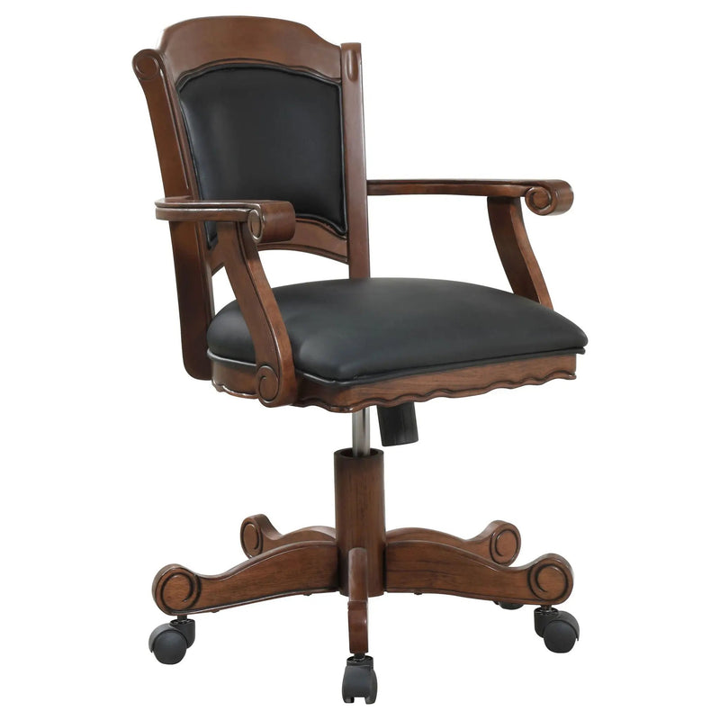 Upholstered Game Chair With Caster Wheels - Black by HouseOfZazla