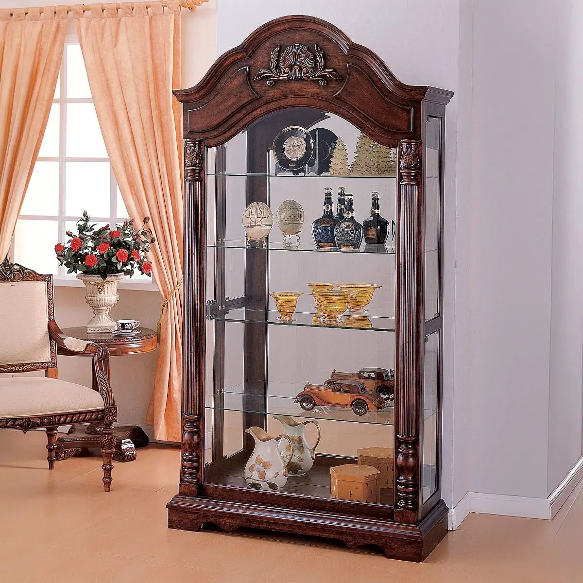 Denton - Curio Cabinet - Cherry by Unique Piece Furniture