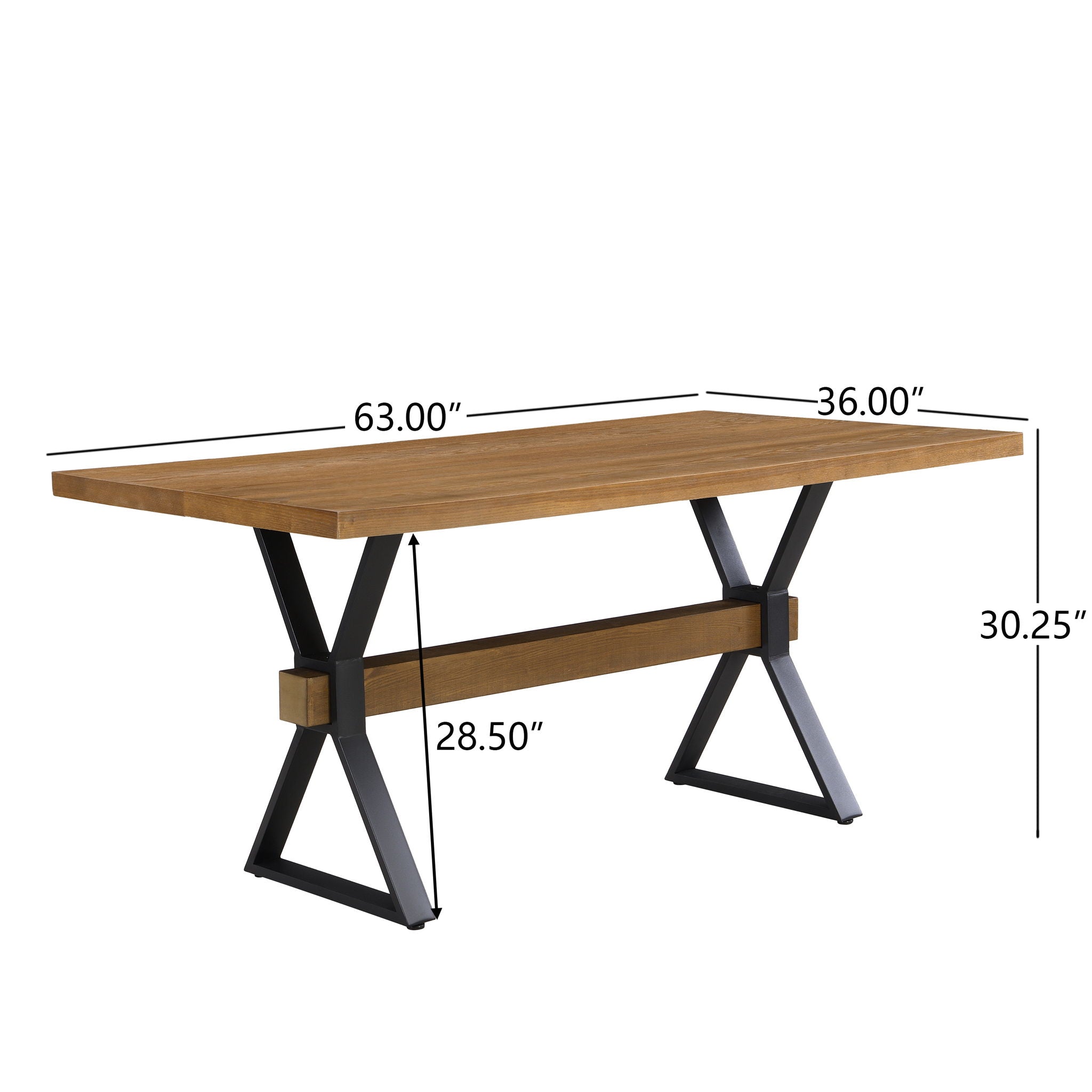 Farmhouse Style X Shaped Legs Dining Table With Moulded Details - Brown by HouseOfZazla