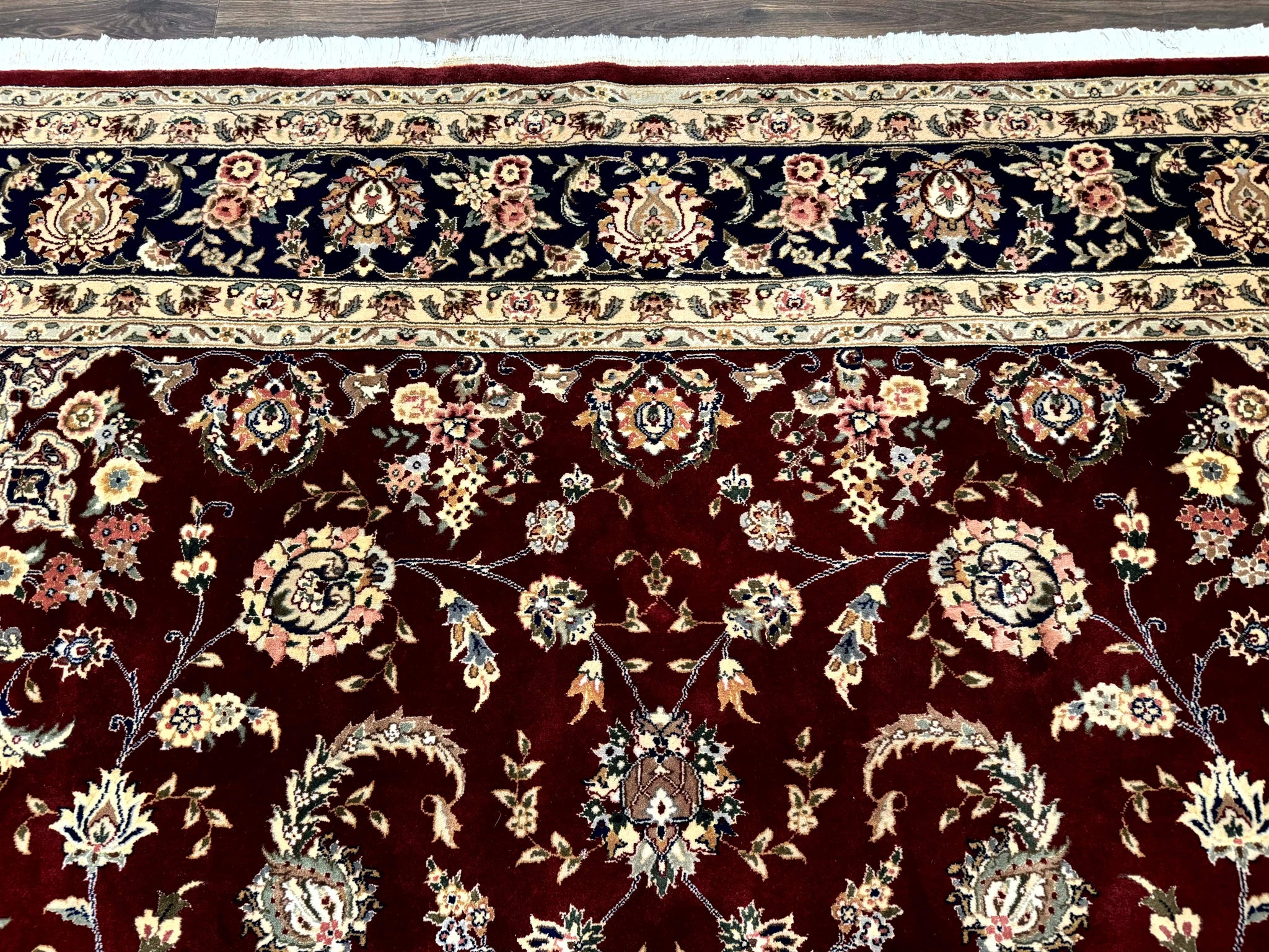 Sino Persian Rug 9x11, Burgundy and Navy Blue, Fine 200 KPSI, Floral Allover by Jewel Rugs