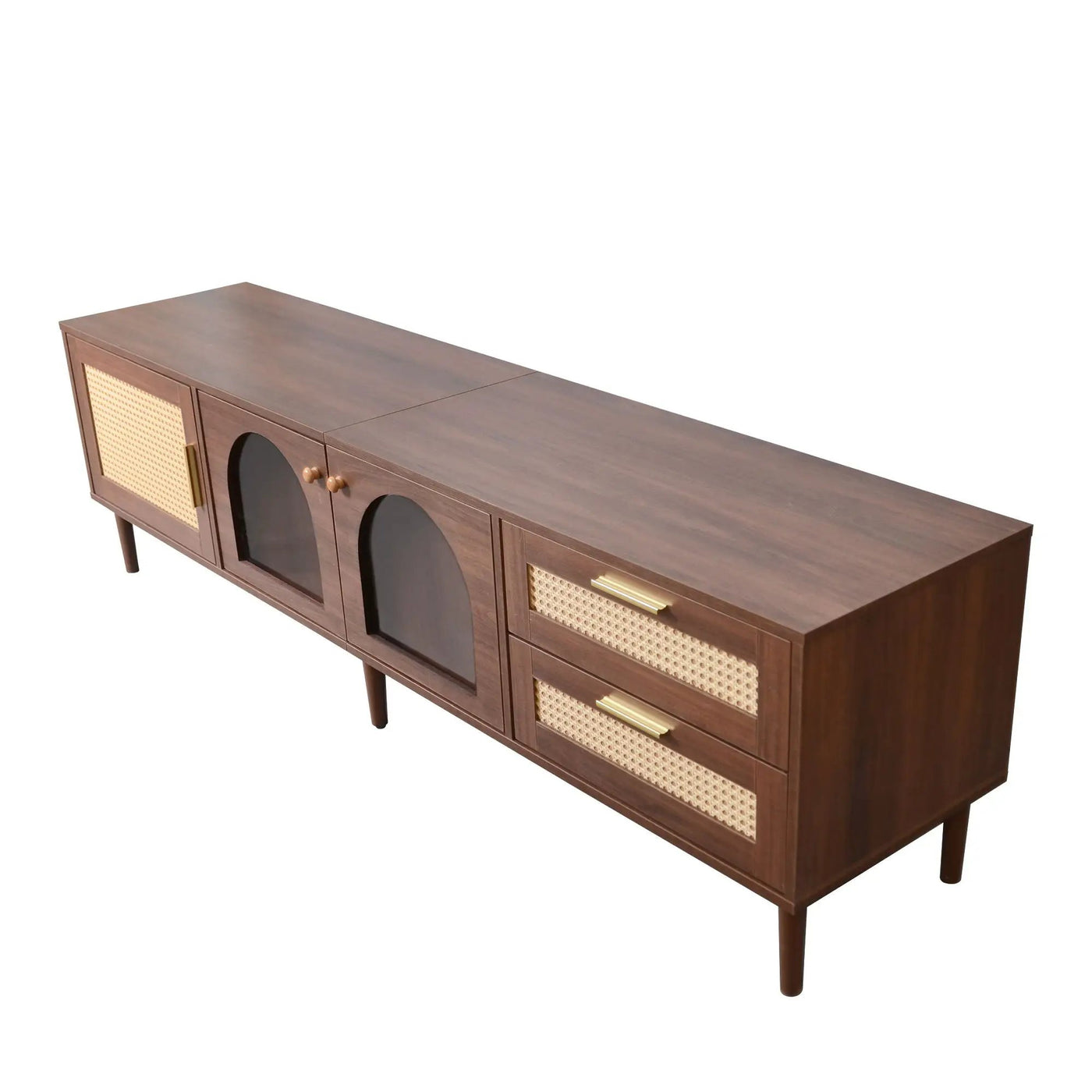 TV Stand With App-Controlled LED Lights, 2 Drawers & Door Storage by HouseOfZazla
