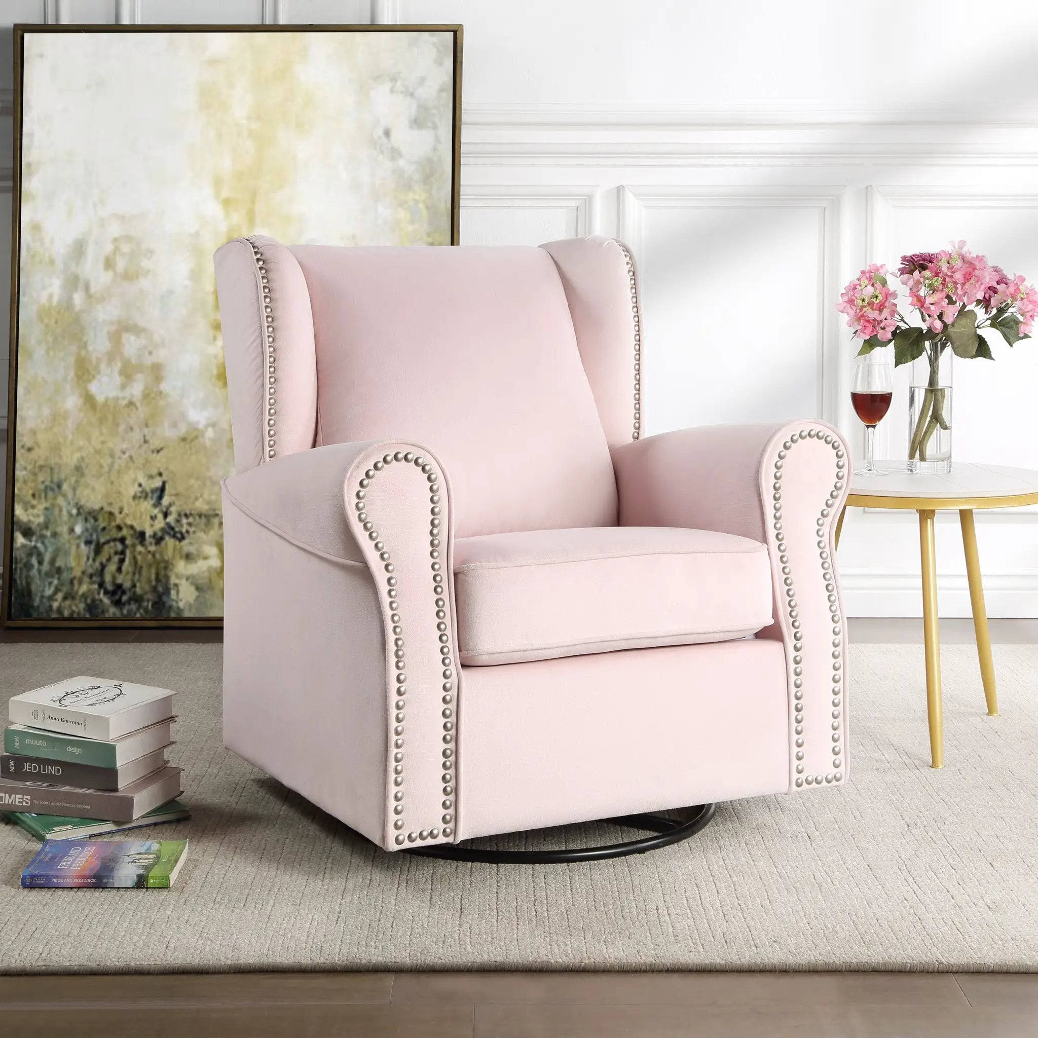 Tamaki - Glider Chair With Swivel - Pink by Unique Piece Furniture