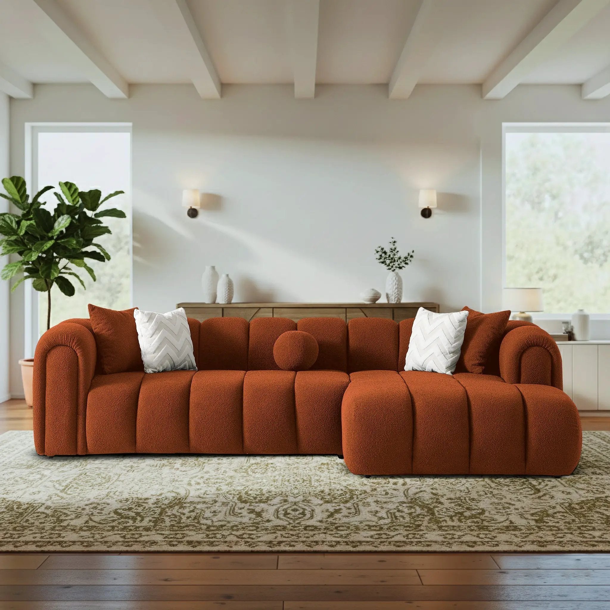 Beatrice Modern Tufted Sectional - Burnt by HouseOfZazla