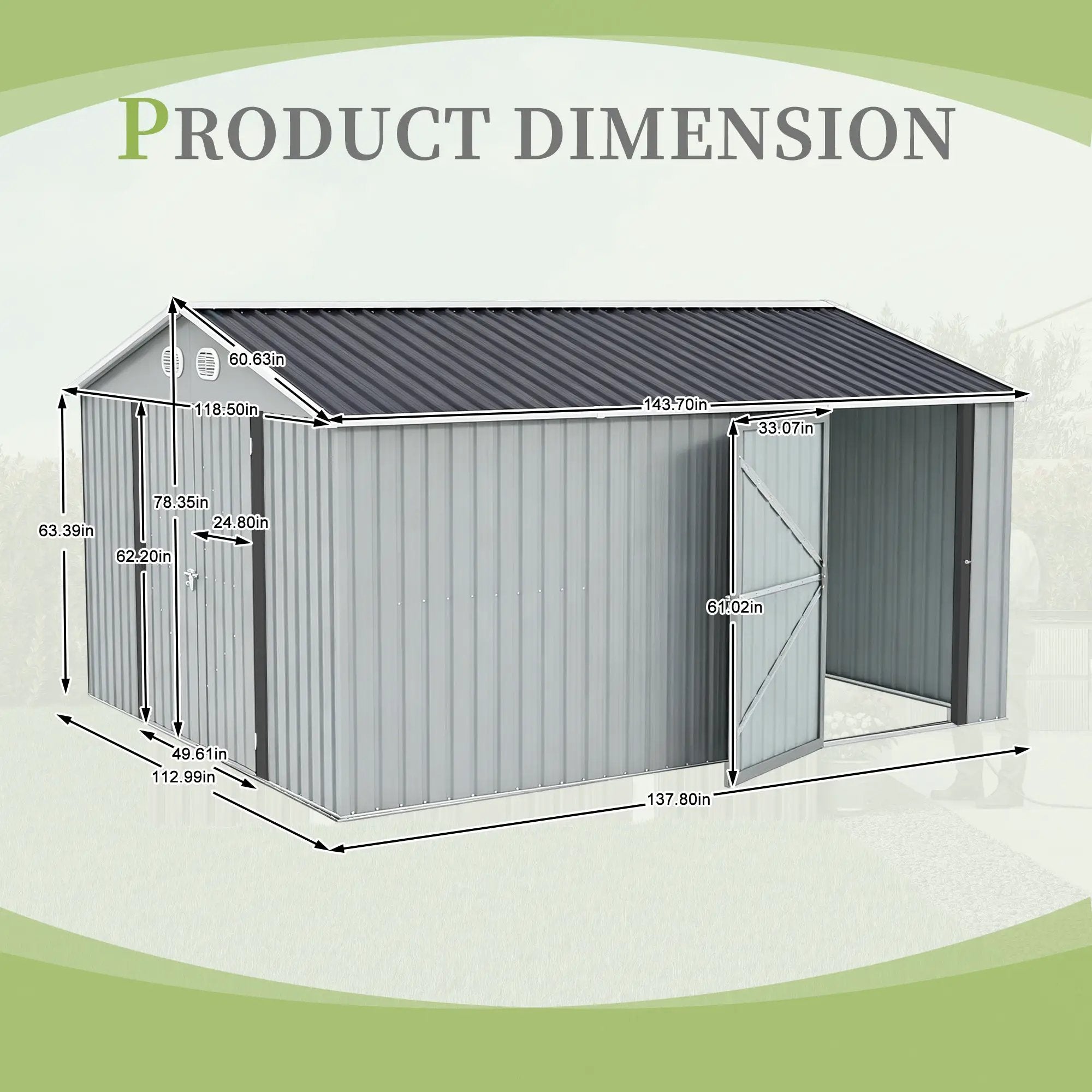 10x12 FT Outdoor Metal Storage Shed by HouseOfZazla