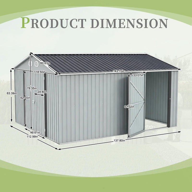 10x12 FT Outdoor Metal Storage Shed by HouseOfZazla