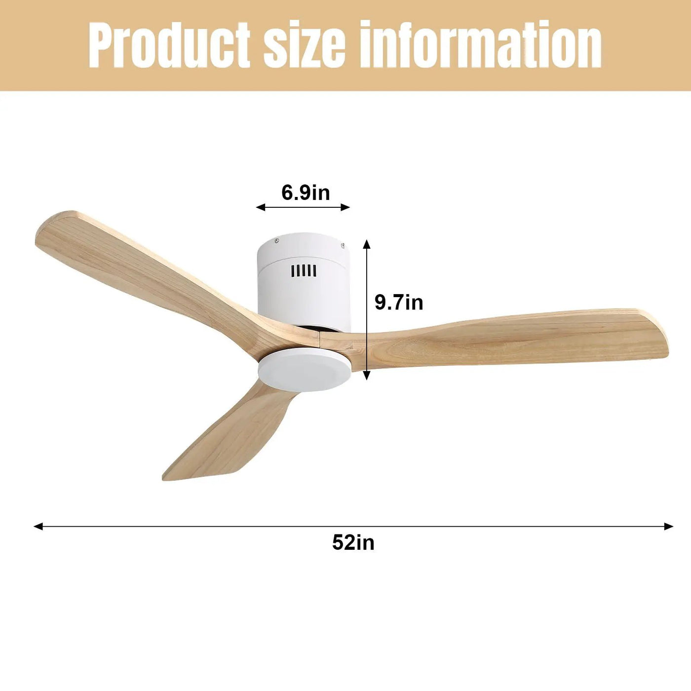 Low Profile Ceiling Fan DC, 3 Blade, Noiseless Reversible Motor, Remote Control by HouseOfZazla