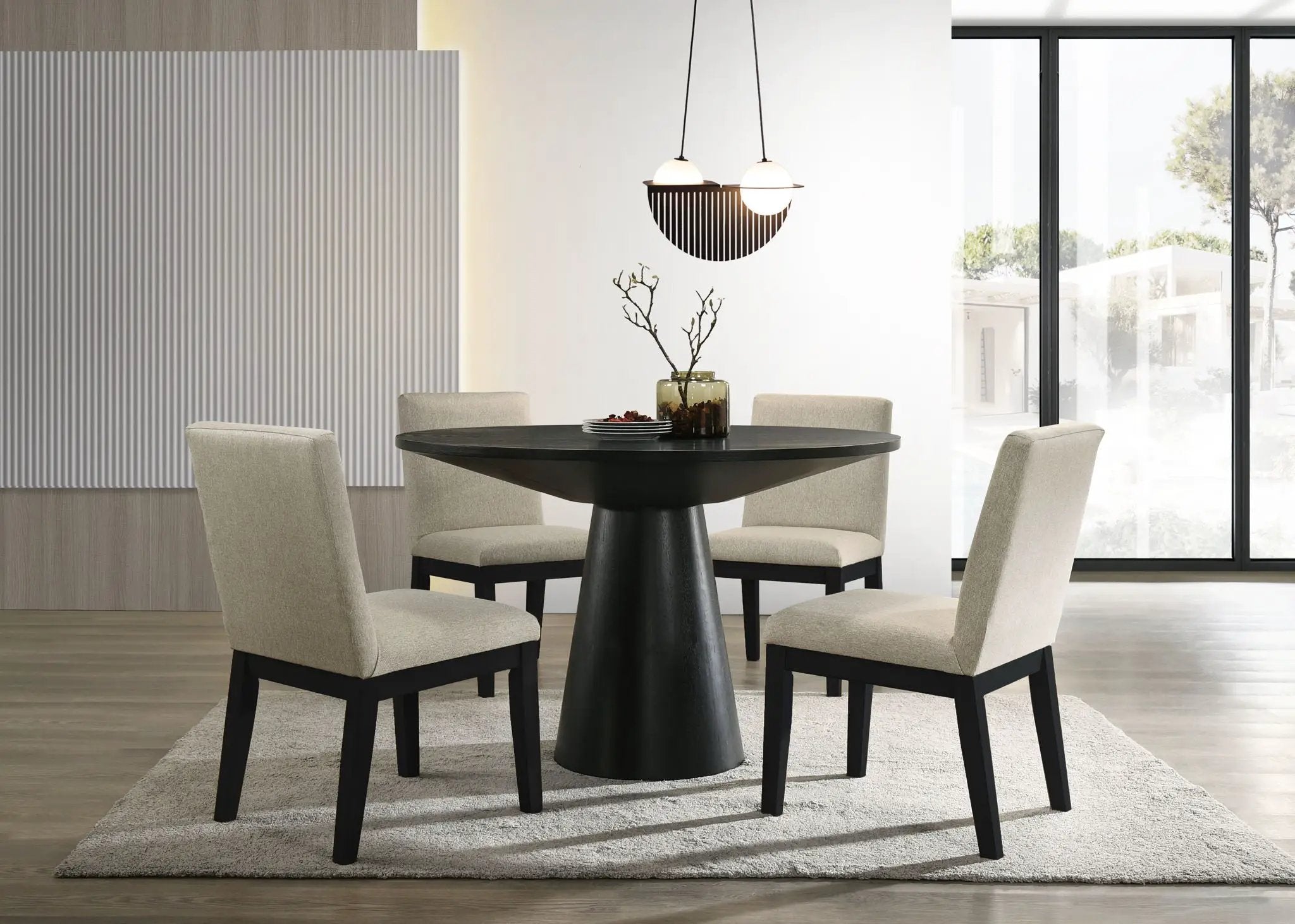 Jasper - Contemporary Round Dining Table With Finish Chairs by HouseOfZazla