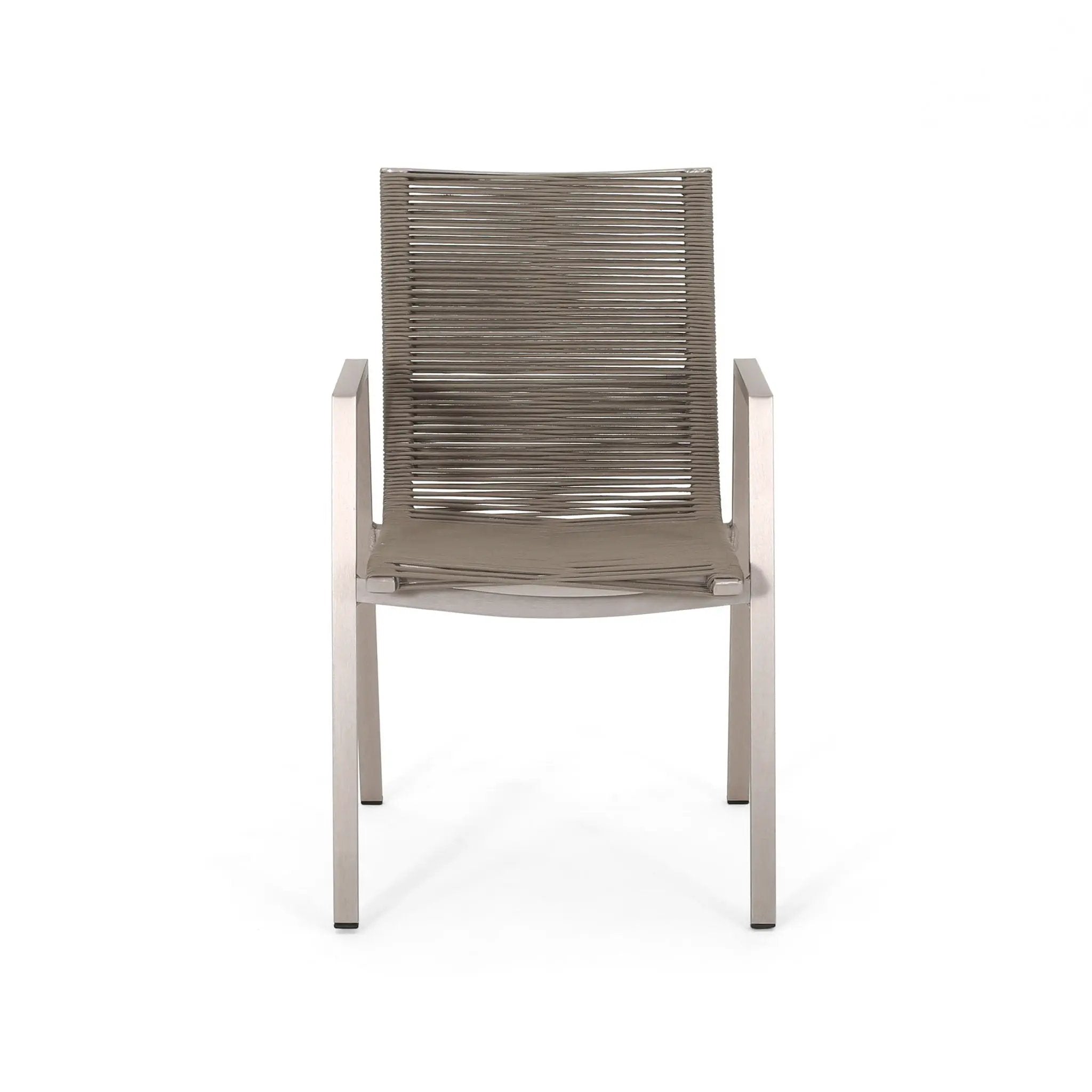 Outdoor Modern Aluminum Dining Chair Set With Rope Sea (Set of 2) by HouseOfZazla