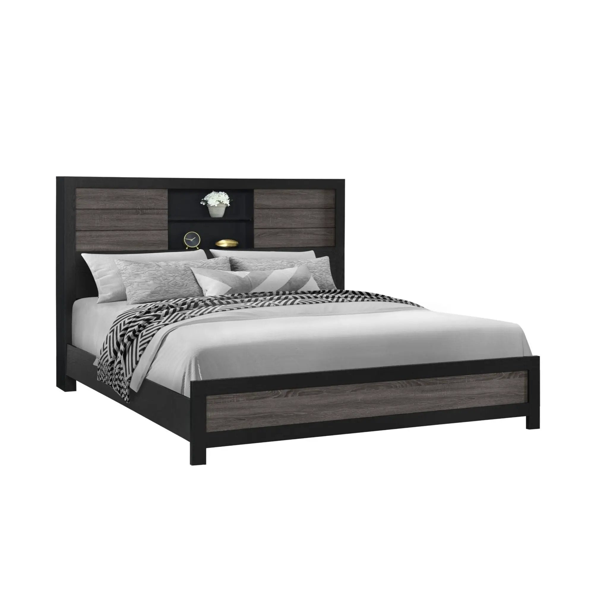 Soluto - Bed With Bookcase Headboard by Unique Piece Furniture