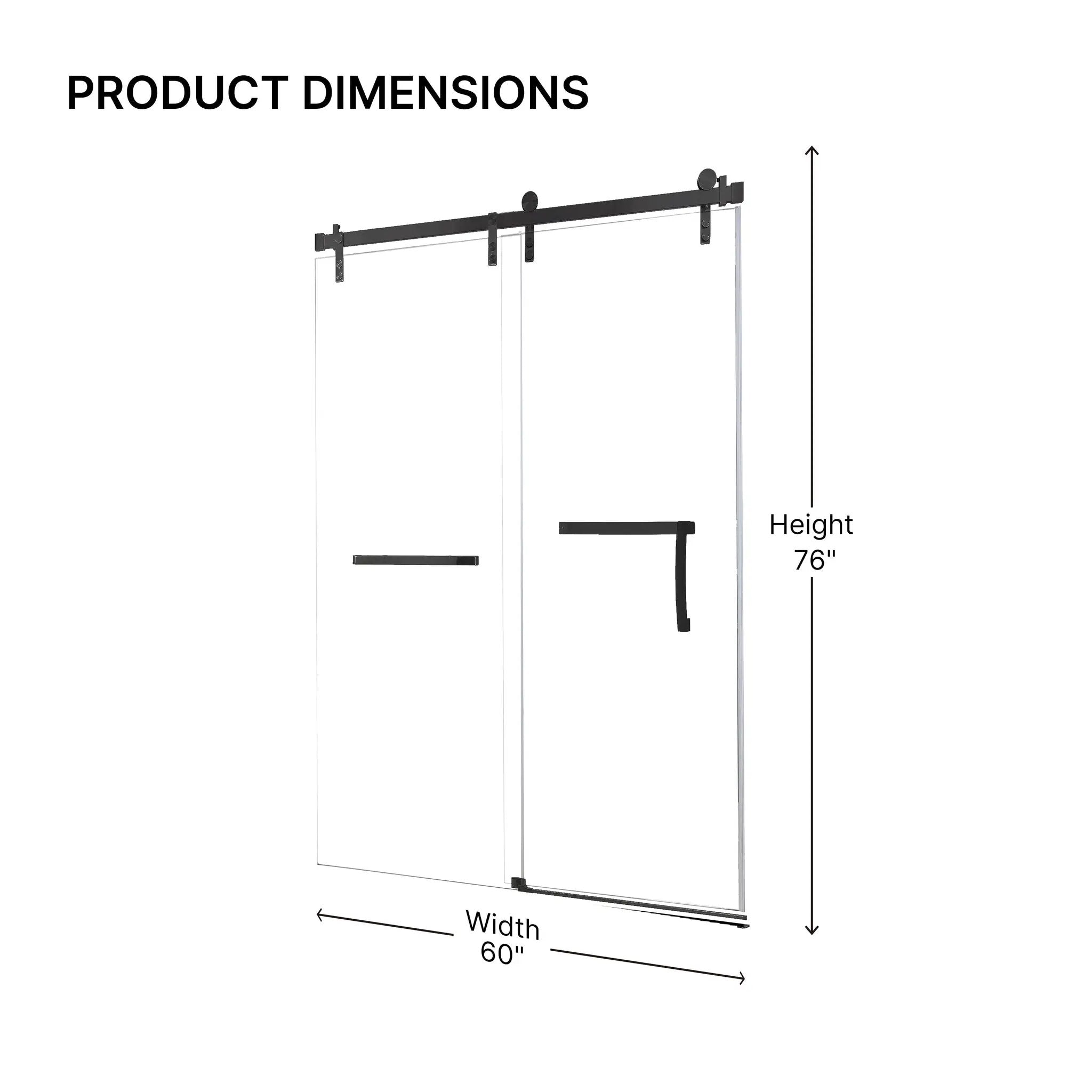 Frameless Single Sliding Shower Door – 60" x 76" by HouseOfZazla