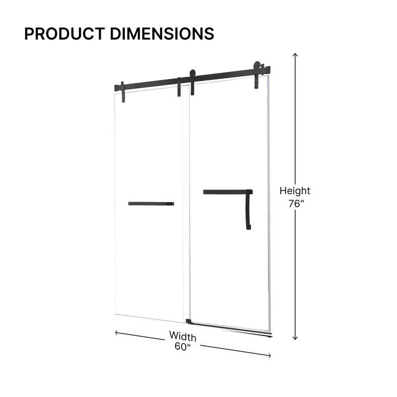 Frameless Single Sliding Shower Door – 60" x 76" by HouseOfZazla
