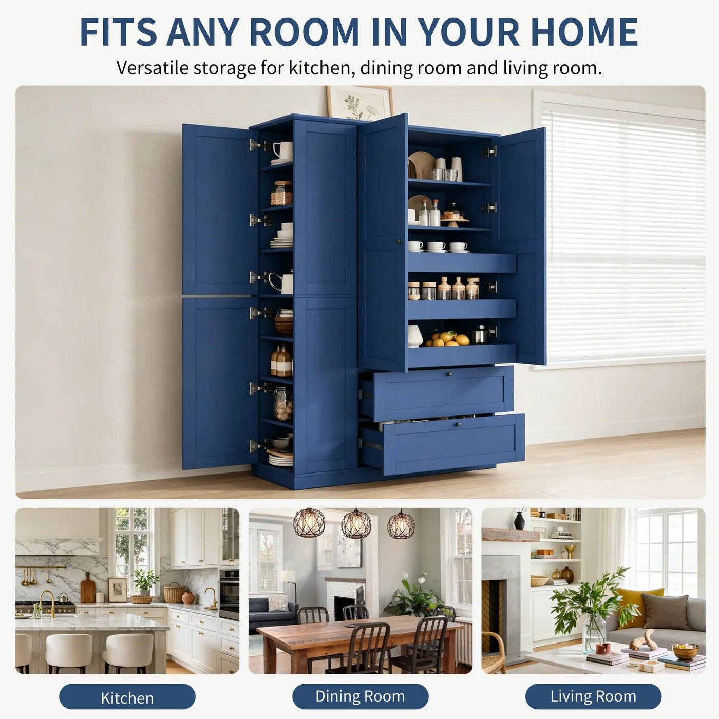 TOPMAX 73.6" Tall Farmhouse Kitchen Pantry Cabinet with 8 Shelves by HouseOfZazla