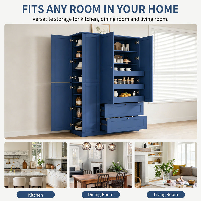 TOPMAX 73.6" Tall Farmhouse Kitchen Pantry Cabinet with 8 Shelves by HouseOfZazla
